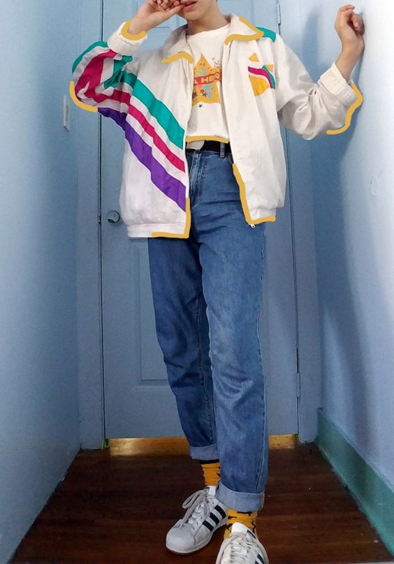 jaqueta vintage colorida